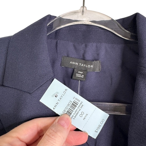 NWT Ann Taylor 00P Petite Navy Modern Blazer Double Breasted - Picture 4 of 16